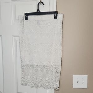 Rue21 Cream Smocked Pencil Skirt Midi Work